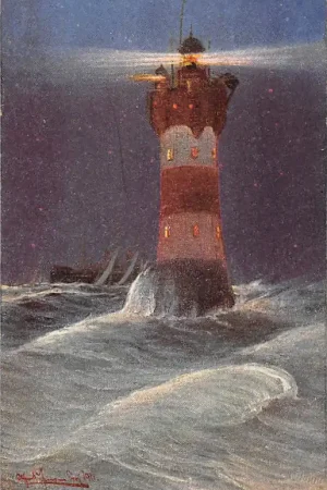 Promocja Duitsland Vuurtoren Rote - Sant - Leuchtturm Scheepvaart Illustrator Prof. Alfred Jensen Lighthouse Deutschland Europa Vintage HC55039