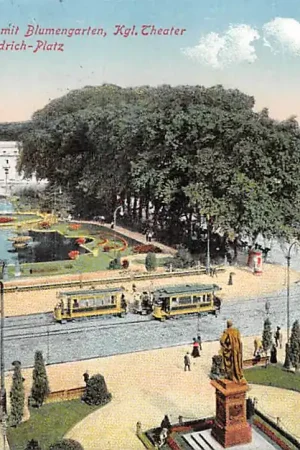 Duitsland Wiesbaden Kurhaus mit Blumengarten Kgl. Theater und Kaiser-Friedriech-Platz Tram 1913 Deutschland Europa HC54957 Zamów teraz
