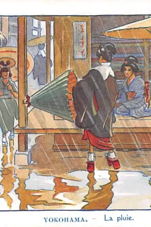 Wysoka jakość Fantasie Illustrator Henri Gervese Japan Yokohama La Pluie Cie Messageries Maritimes Marine Croquis d'Escale Cartoon Frankrijk France Europa HC54896