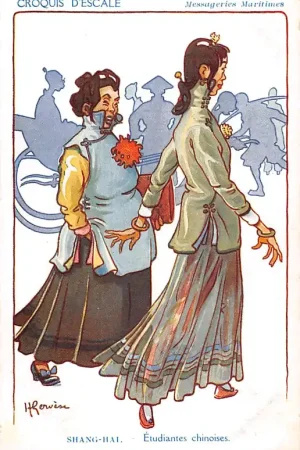 Szybka dostawa Fantasie Illustrator Henri Gervese Shang-Hai China Etudiantes chinoises Cie Messageries Maritimes Marine Croquis d'Escale Cartoon Frankrijk France Europa HC54893