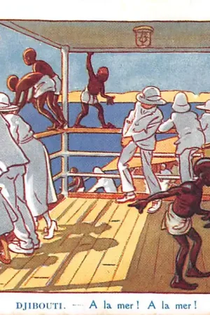 Wyprzedaż Fantasie Illustrator Henri Gervese Djibouti A la mer! A la mer! Cie Messageries Maritimes Marine Croquis d'Escale Cartoon Frankrijk France Europa HC54888