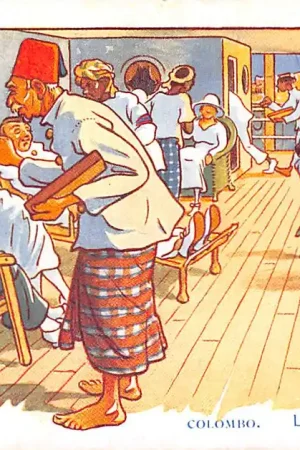 Fantasie Illustrator Henri Gervese Colombo Les marchands de bijoux Cie Messageries Maritimes Marine Croquis d'Escale Cartoon Frankrijk France Europa HC54887 Bezpieczna płatność