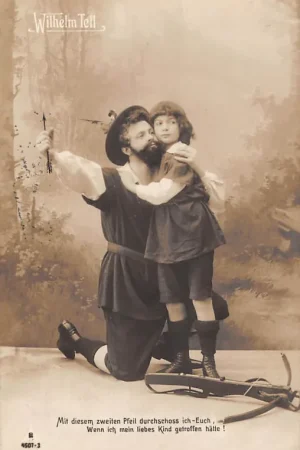 Fantasie Wilhelm Tell Mit diesen zweiten Pfeil .. Zwitserland Schweiz Switzerland Europa 1911 Vintage HC54611 Popularny
