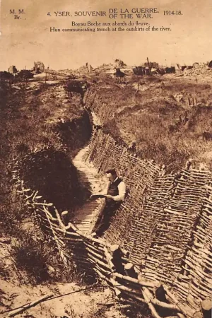 België IJzer Yser Communicatie looppgraaf aan de oevers van de rivier WO1 1914-1918 Guerre Europa HC53352 Nowość