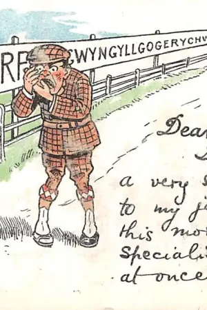 Oryginalny Wales Humor Cartoon Illustrator JRH 1905 Engeland England Vintage HC52794