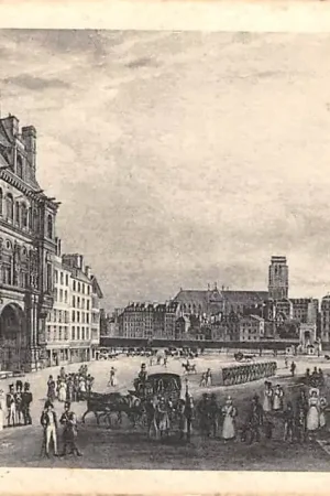 Frankrijk Ancien Paris L'Hotel de Ville et la Place de Greve, vers 1830 France Europa HC52494 Wysoka jakość