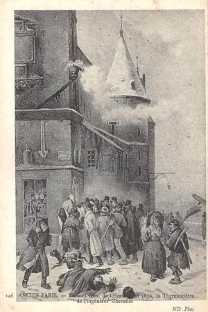 Frankrijk Ancien Paris Tour en Quai d'Horloge en 1830, la Thermometre de l'ingenieur Chevalier France Europa HC52453 Autentyczny