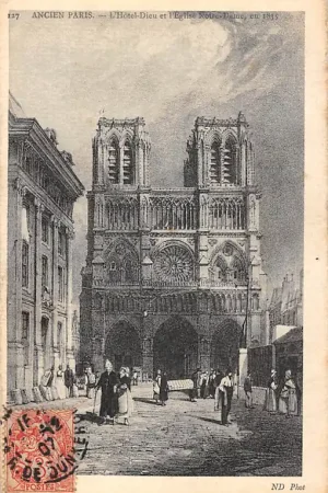 Frankrijk Ancien Paris L'Hotel-Dieu et l'Eglise Notre-Dame en 1835 France Europa HC52451 Bezpieczna płatność