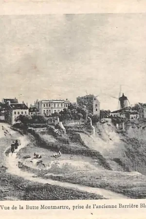 Frankrijk Ancien Paris Vue de la Butte Montmartre, prise de l'ancienne Barrière Blanche en 1835 France Europa HC52442 Zwrot pieniędzy