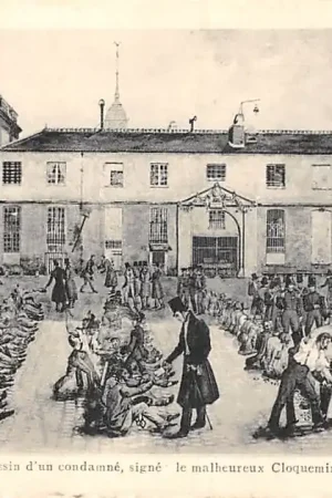 Rabat Frankrijk Ancien Paris Reproduction du dessin d\\u2019un condamne, signe: le malheureux Cloquemin sous les verroux France Europa HC52437