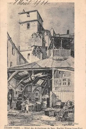 Frankrijk Ancien Paris Hotel des Archeveques de Sens du Figuier-Saint-Paul France EuropaHC52434 Popularny