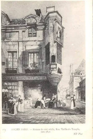 Zamów teraz Frankrijk Ancien Paris Maison du XVIe siecle Rue Vieille-du-Temple vers 1840 France Europa HC52425