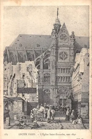 Frankrijk Ancien Paris L'Eglise Saint-Eustache, vers 1840 France Europa HC52422 Szybka dostawa