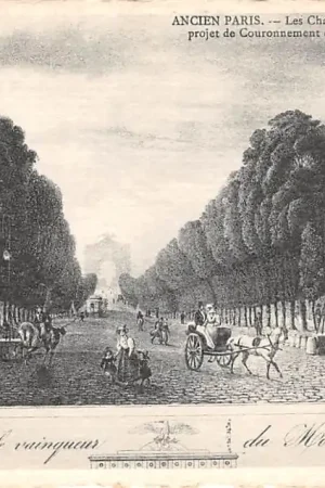 Nowość Frankrijk Ancien Paris Les Champs-Elysees, sous Louis-Philippe, projet de Couronnement de l'Arc de Triomphe, par Barye France Europa HC52420
