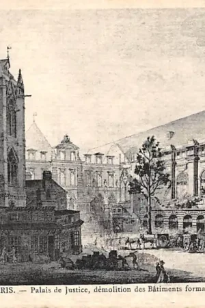 Frankrijk Ancien Paris Palais de Justice, demolition des Batiments formant de la Cour de Mai France Europa HC52409 Tani