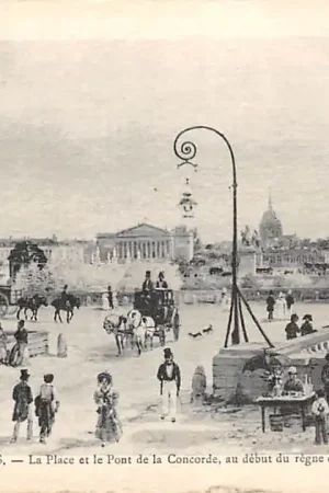 Frankrijk Ancien Paris La Place et le 'Pont de la Concorde, au debut du regne de Louis-Philippe France Europa HC52402 Autentyczny
