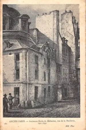 Oferta Frankrijk Ancien Paris Ancienne Ecole de Medecine, rue de la Bucherie vers 1840 France Europa HC52395
