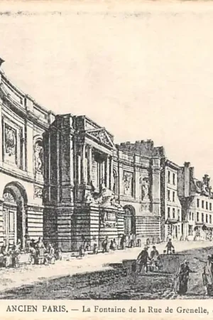 Autentyczny Frankrijk Ancien Paris La Fontaine de la Rue de Grenelle en 1789 France Europa HC52364