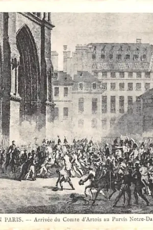 Frankrijk Ancien Paris Arrivee du Comte d'Artois au Parvis Notre Dame, le 4 Avril 1814 France Europa HC52361 Autentyczny