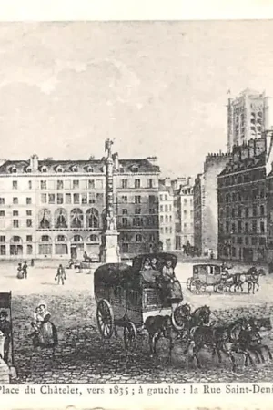 Promocja Frankrijk Ancien Paris La Place du Chatelet, vers 1835; a gauche la Rue Saint-Denis, a droite la Tout Saint-Jacques France Europa HC52348