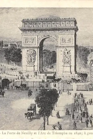 Darmowa dostawa Frankrijk Ancien Paris La Porte de Neuilly et l'Arc de Triomphe en 1840, a gauche l'Hippodrome France Europa HC52336