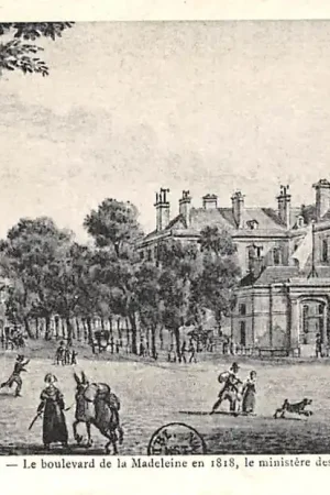 Frankrijk Ancien Paris Le Boulevard de la Madelaine en 1818, le ministere des Affaires etrangeres France Europa HC52329 Promocja