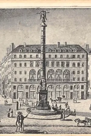 Frankrijk Ancien Paris La Place du Chatelet en 1809; au fond le Restaurant du Veau-qui-Tete France Europa HC52310 Premium