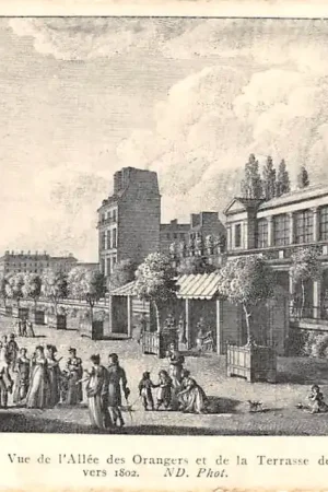 Frankrijk Ancien Paris Vue de l'Allee des Orangers et de la Terrasse des Feuillans, sous le Consulat, vers 1802 France Europa HC52285 Oferta limitowana