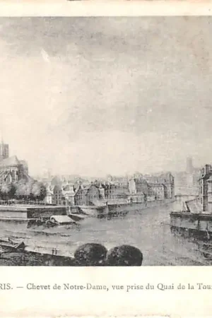 Premium Frankrijk Ancien Paris Chevet de Notre-Dame, vue prise du Quai de la Tournelle (1759) France Europa HC52281