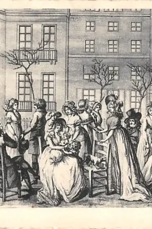 Wysoka jakość Frankrijk Moeurs et Costumes de L\\u2019Ancien Paris Promenade Boulevard Italien (avril 1807) France Vintage Klederdracht Europa HC52247