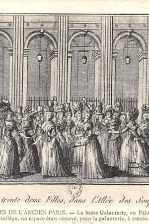 Tani Frankrijk Moeurs et Costumes de L\\u2019Ancien Paris La basse Galanterie, au Palais Ryal, en 1785 France Vintage Klederdracht Europa HC52246