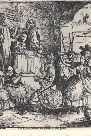 Frankrijk Moeurs et Costumes de L\\u2019Ancien Paris La repression de la Debauche La Desolation des ??illes de Joie France Vintage Klederdracht Europa HC52244 Autentyczny