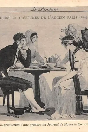 Frankrijk Moeurs et Costumes de L\\u2019Ancien Paris Le Dejeuner France Vintage Klederdracht Europa HC52237 Nowość