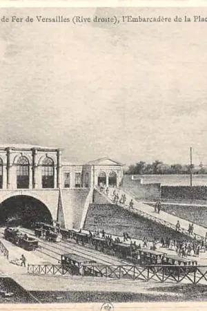 Frankrijk Ancien Paris Chemin de Fer de Versailles (Rive droite), l'Embarcadere de la Place de l'Europe en 1843 Spoorwegen Treinen France Europa HC52212 Ekspresowa dostawa