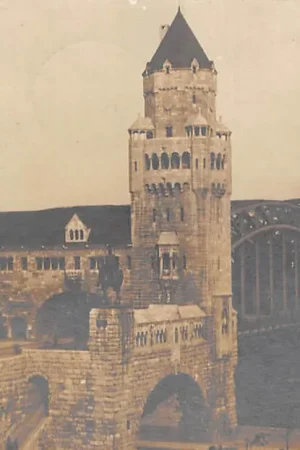 Duitsland Köln Stoomtrein over de brug Fotokaart 1921 Damfzug Bahn Spoorwegen Deutschland Europa HC52167 Wysoka jakość