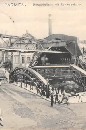 Nowość Duitsland Barmen Burgerbrucke mit Schwebebahn 1904 Zweefbaan Trein Deutschland Europa HC52165