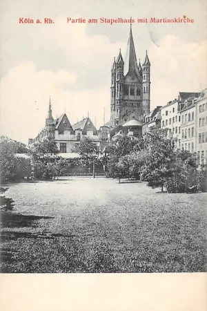 Bezpieczna płatność Duitsland Köln a. Rh. Partie am Stapelhaus mit Martinuskirche 1906 Deutschland Europa HC52156