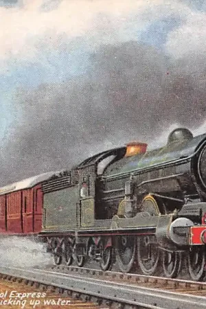 Bezpieczna płatność Engeland N.E.R. Newcastle to Liverpool Express picking up water Railways Train Spoorwegen Treinen Engeland Europa HC51455