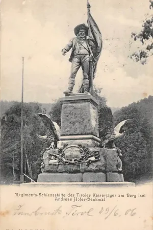 Oostenrijk Innsbruck Regiments-Schiestatteder Tiroler Kaiserjager am Berg Isel Andreas Hofer - Denkmal 1906 Austria Österreich Europa HC51158 Oferta limitowana