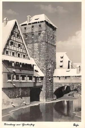Duitsland Nürnberg Henkersteg in de sneeuw Winter Deutschland Europa HC51088 Nowość