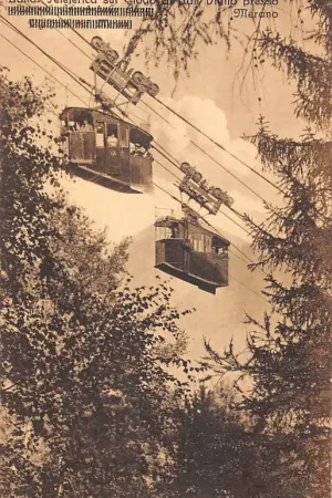 Oryginalny Italië Merano Kabelbaan Land. Teleferica sul Giogo di Vigilo Presso Italia Europa HC51030