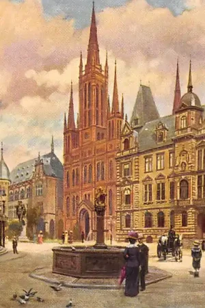 Duitsland Der Schlossplatz zu Wiesbaden mit Schloss Kirche und Rathaus Illustrator H. Hoffmann Deutschland Europa HC50988 Autentyczny