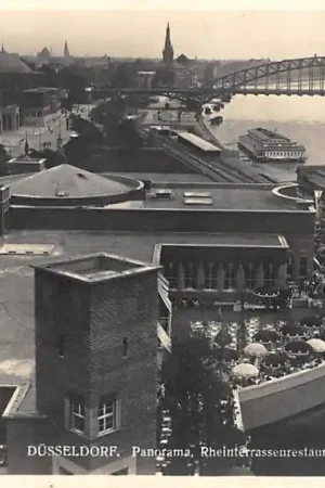 Szybka dostawa Duitsland Düsseldorf Panorama 1927 Rheinterrassenrestaurant Kunstpalast Planetarium Deutschland Europa HC49215