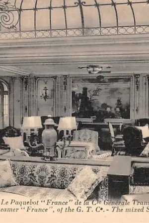 Ekspresowa dostawa Frankrijk Le Havre La Paquebot France de la Cie. Generale Transatlantique Le Salon mixtes des 1re classes Scheepvaart Schepen Europa HC48794