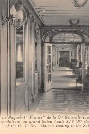 Frankrijk Le Havre La Paquebot France de la Cie. Generale Transatlantique, Galerie conduissant au grand Salon Louis XIV 1re classe Scheepvaart Schepen Europa HC48790 Najlepsza cena