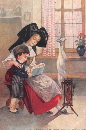 Ostatnia szansa Frankrijk La Lecon d'Histoire de France Moeder en kind lezengeschiedenisboek Vintage Fantasie HC48747