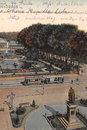 Nowość Duitsland Wiesbaden Kurhaus u. Kaiser Friedrich Denkmal Tram Deutschland Europa HC47795