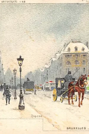 België Brussel Bruxelles Bo. Anspach sous la Neige Tram en koets in de sneeuw winter 1904 Illustrator F. Ranot Europa HC47361 Ekspresowa dostawa
