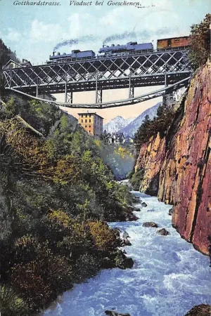 Kup teraz Zwitserland Gotthardstrasse Stoomtrein Viaduct bei Goeshenen Spoorwegen Schweiz Suisse Switzerland Europa HC47133