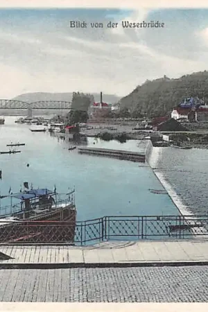 Oferta Duitsland Hameln Blick vom der Weserbrucke 1910 Spoorbrug Deutschland Europa HC46709